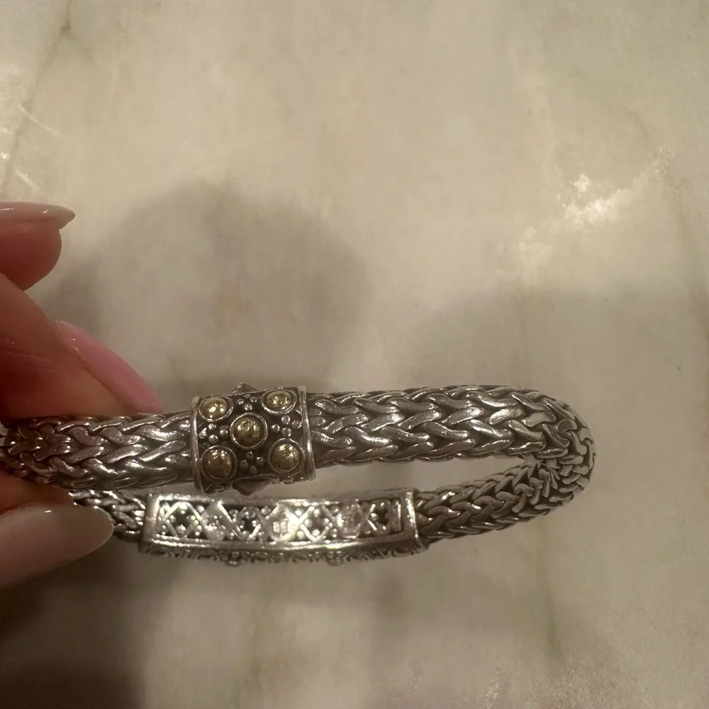 John Hardy Dot Jaisalmer Silver, Pearl and 18k Gold Accented Bracelet - Picture 2 of 5